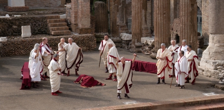 Historical re-enactment of the assassination of Julius Cesar A Light in the Dark